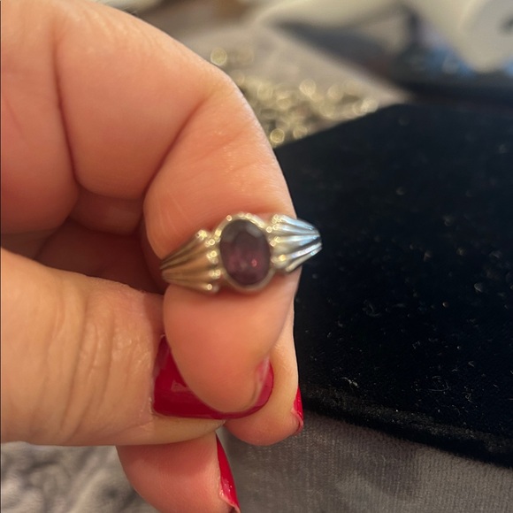 Vintage Amethyst Oval Faceted Silver Ring,sz 6, 7, 8 or 10 - Picture 8 of 9